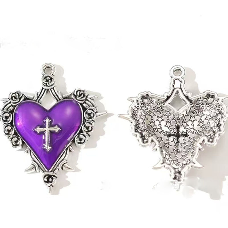 Wholesale Baroque rose cross love alloy oil drop pendant